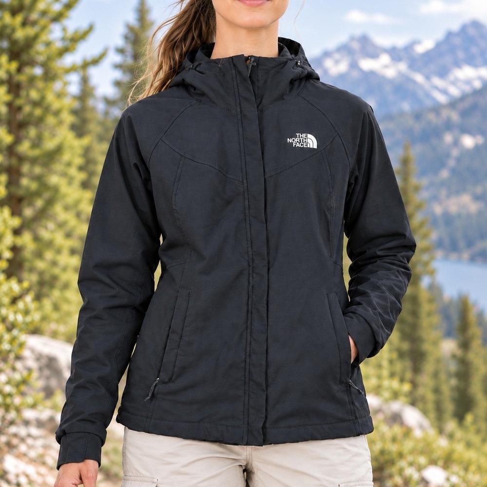 The North Face Softshell Fleece Lined Hooded Jacket Black XS Athletic Windproof